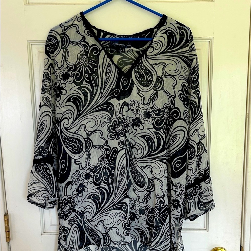 Susan Graver Sheer Floral Tunic